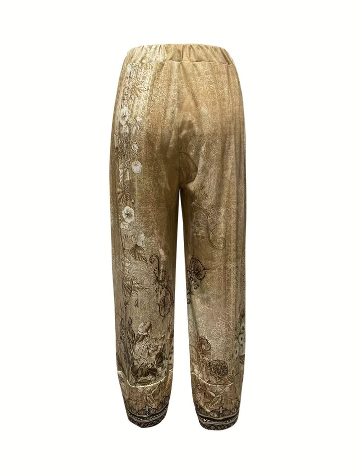 Women's Boho Floral Print Capri Pants | Wide-Leg