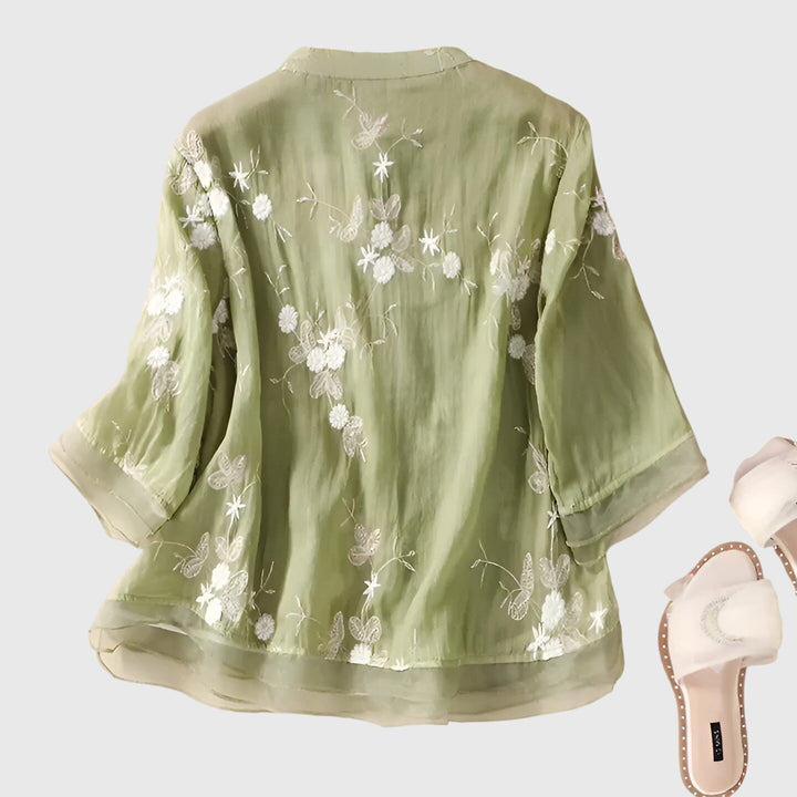 Nellie | Embroidered Flowers Top