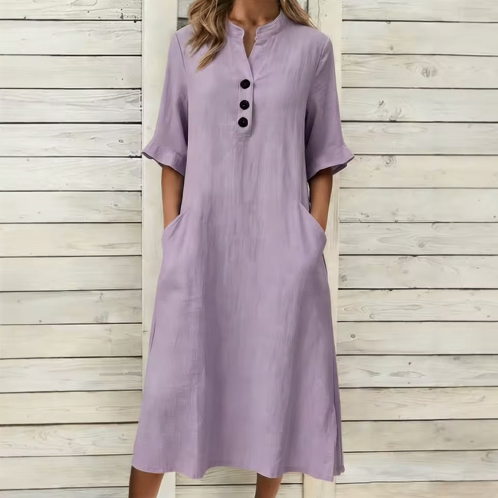 Clara | Relaxed Button Dress with Pockets