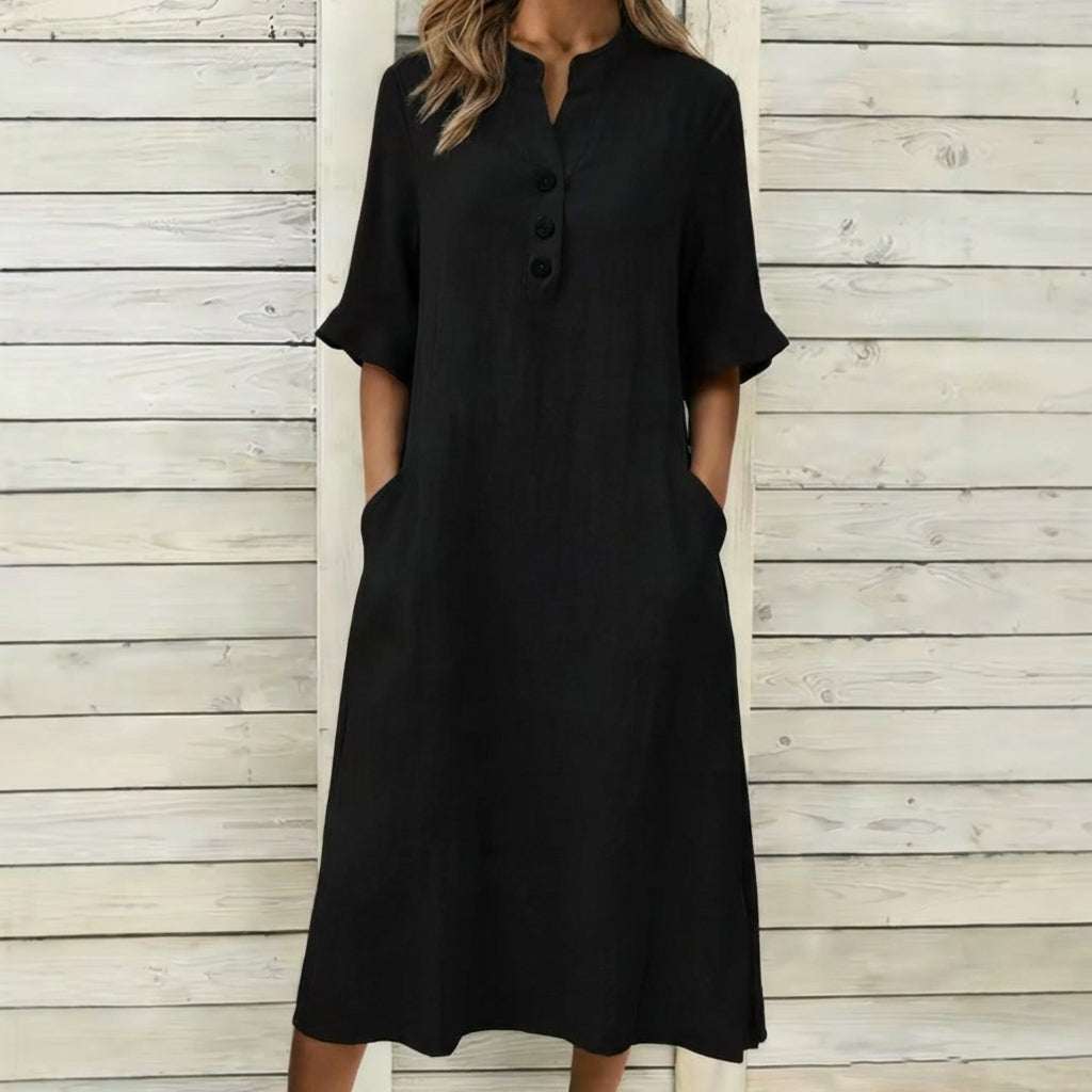 Clara | Relaxed Button Dress with Pockets