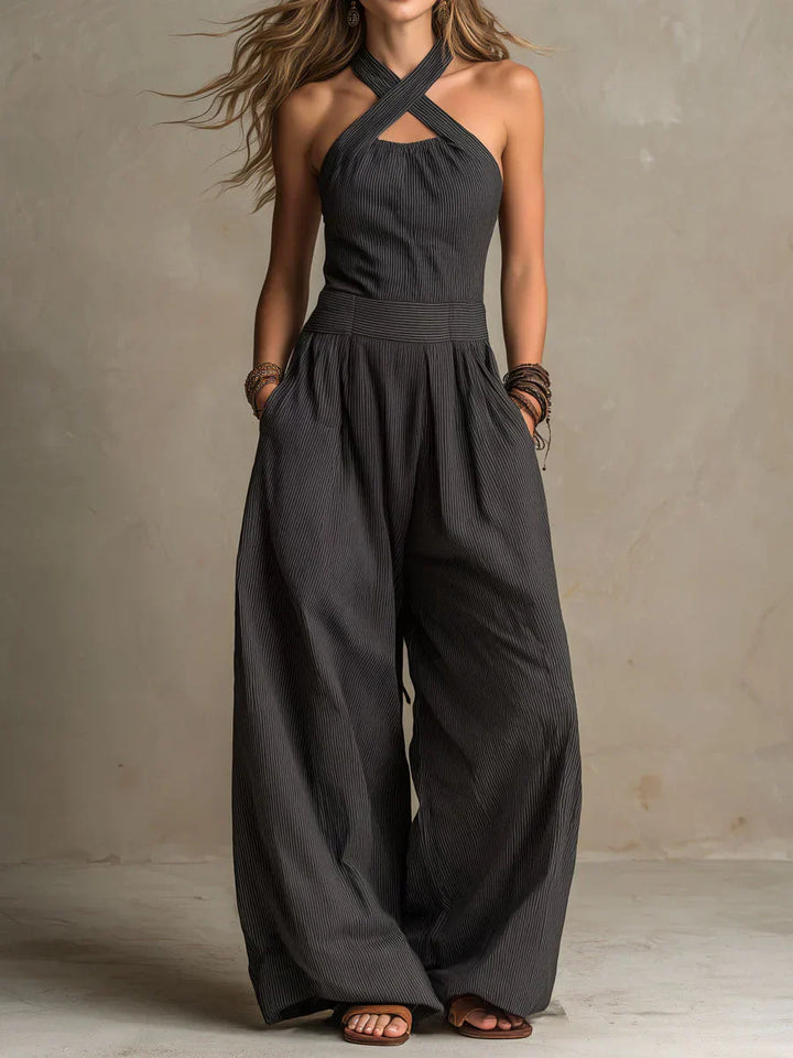 Ariadna | Elegant Cross Halter Jumpsuit