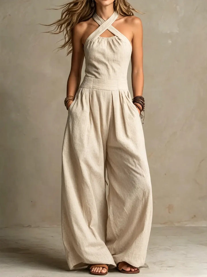 Ariadna | Elegant Cross Halter Jumpsuit