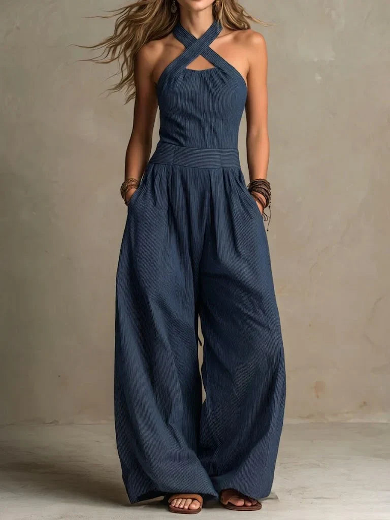 Ariadna | Elegant Cross Halter Jumpsuit