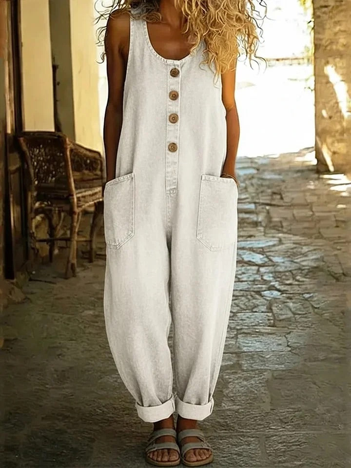Saylor - Vintage Soft Cotton Denim-Look Overalls